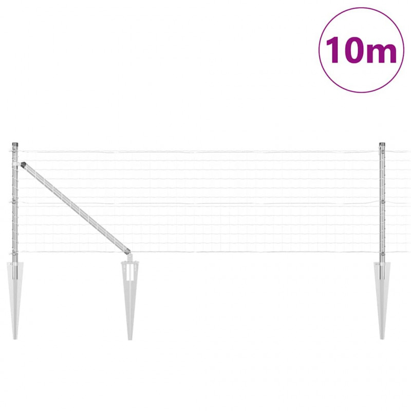 Ogrodzenie z słupkiem Srebrny 0,4 x 10 m Stal