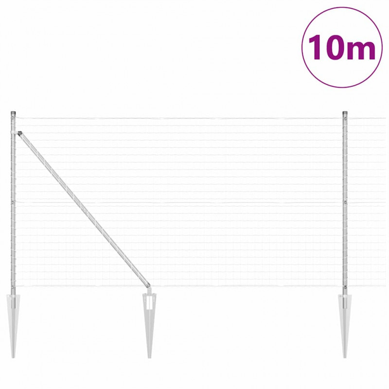 Ogrodzenie z słupkiem Srebrny 1 x 10 m Stal