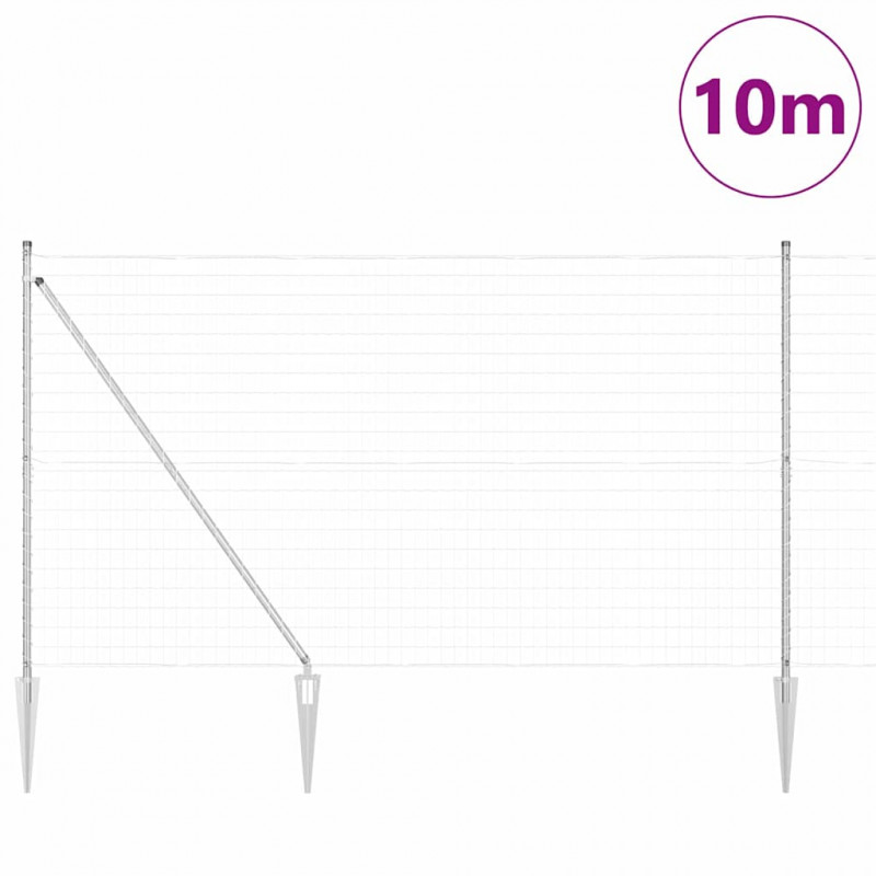 Ogrodzenie z słupkiem Srebrny 1,5 x 10 m Stal