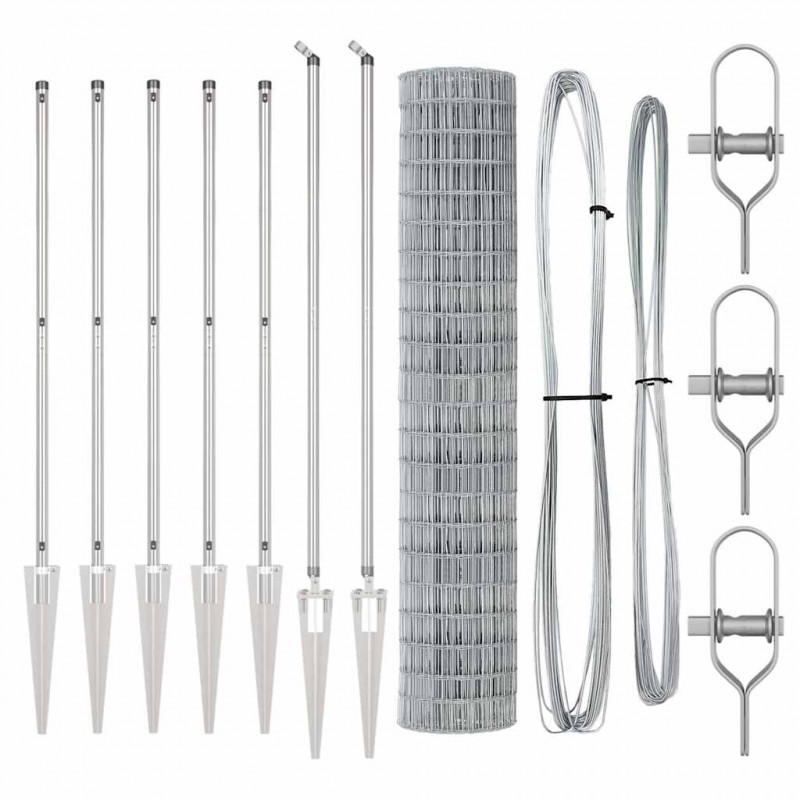 Ogrodzenie z słupkiem Srebrny 1,5 x 10 m Stal