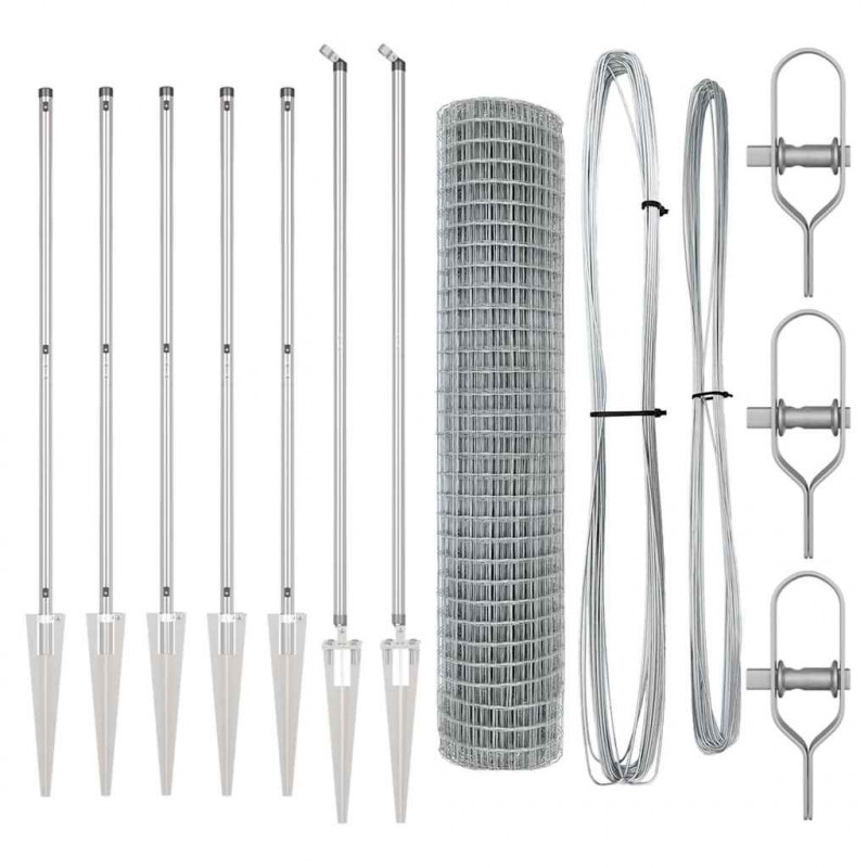 Ogrodzenie z słupkiem Srebrny 1,6 x 10 m Stal