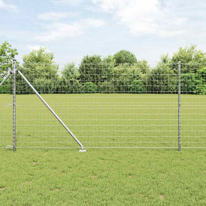 Ogrodzenie z słupkiem Srebrny 1 x 25 m Stal