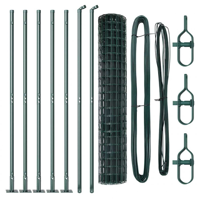 Ogrodzenie z słupkiem Zielony 1,6 x 10 m Stal i PVC