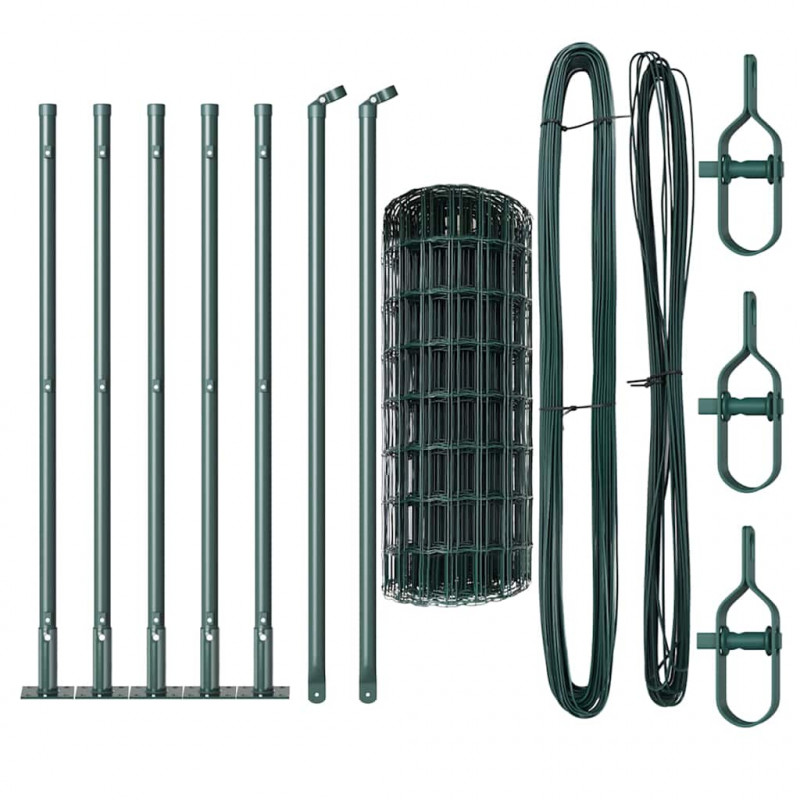 Ogrodzenie z słupkiem Zielony 0,6 x 10 m Stal i PVC