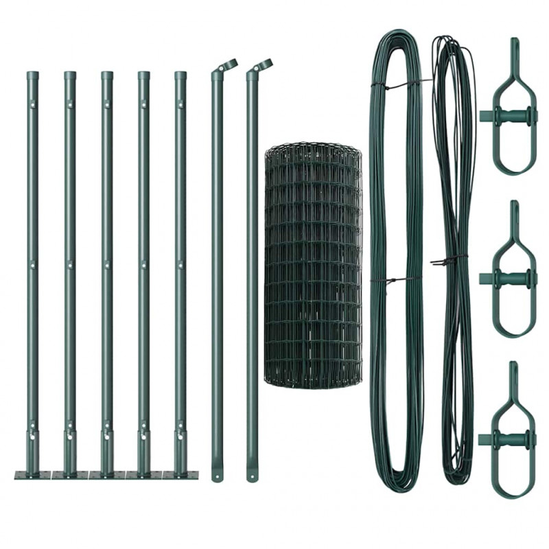 Ogrodzenie z słupkiem Zielony 0,6 x 10 m Stal i PVC