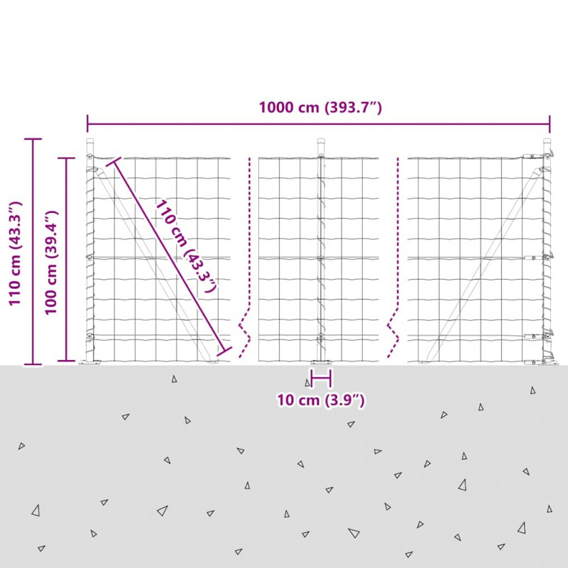 Ogrodzenie z słupkiem Zielony 1 x 10 m Stal