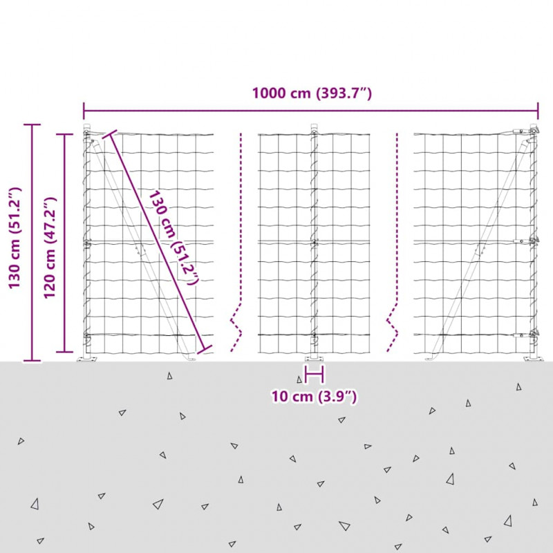 Ogrodzenie z słupkiem Zielony 1,2 x 10 m Stal