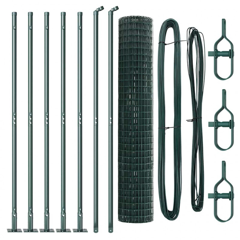 Ogrodzenie z słupkiem Zielony 1,6 x 10 m Stal i PVC