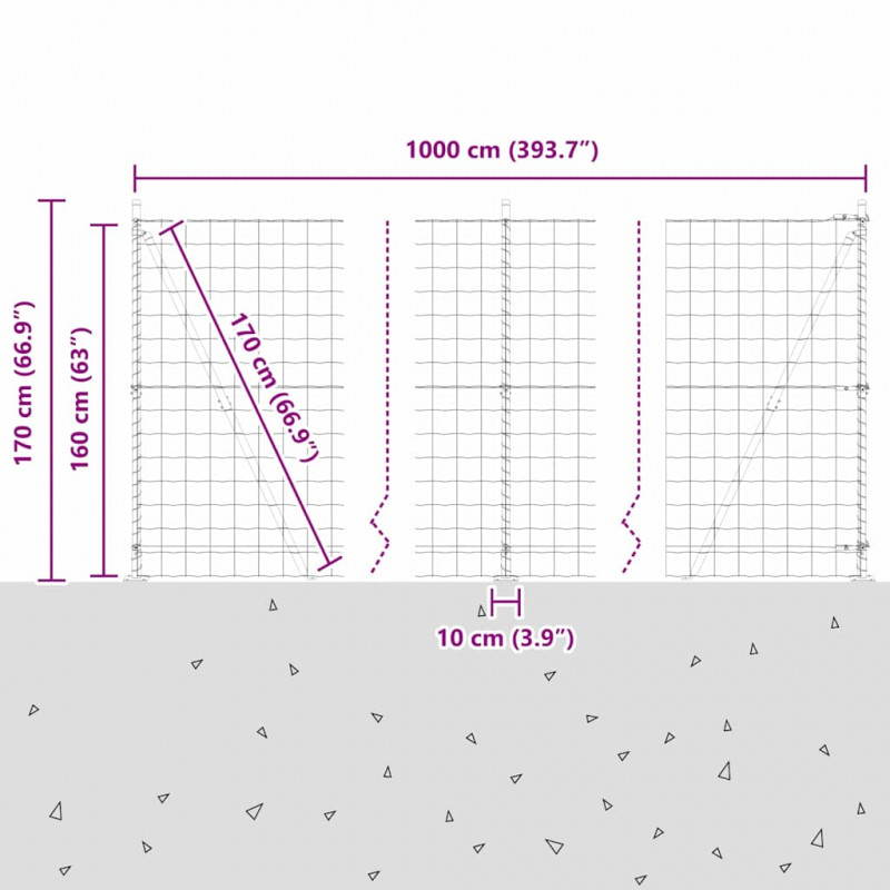 Ogrodzenie z słupkiem Zielony 1,6 x 10 m Stal i PVC