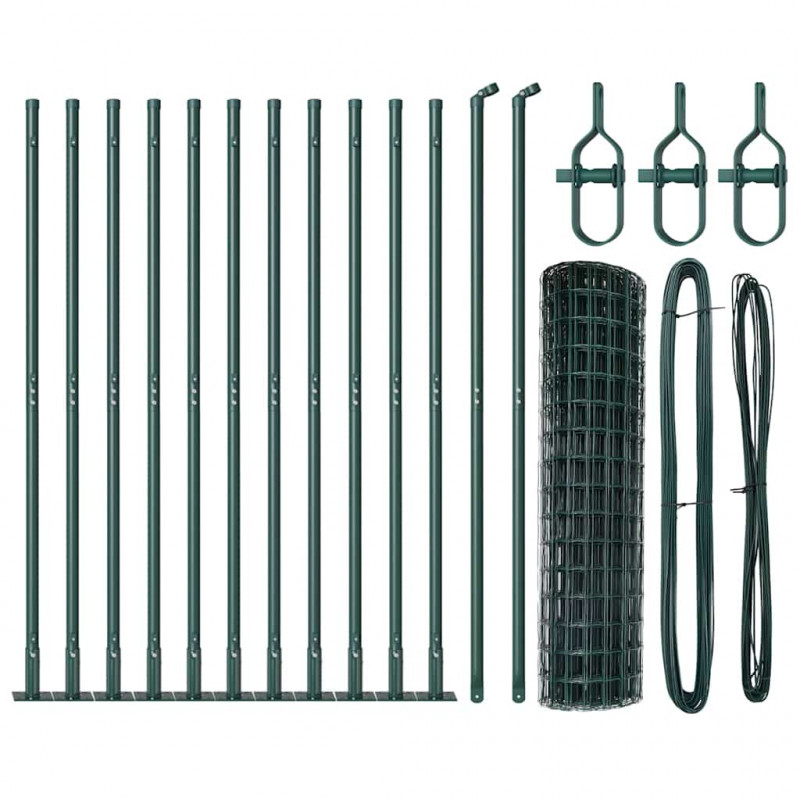 Ogrodzenie z słupkiem Zielony 0,8 x 25 m Stal i PVC