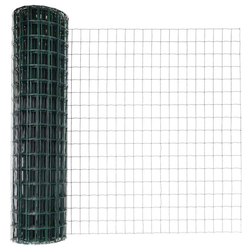 Ogrodzenie z słupkiem Zielony 0,8 x 25 m Stal i PVC