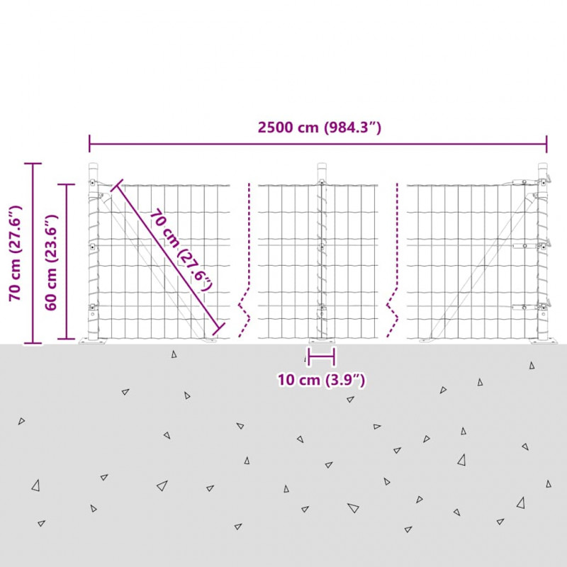 Ogrodzenie z słupkiem Zielony 0,6 x 25 m Stal i PVC