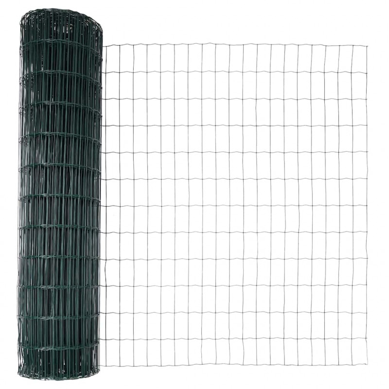 Ogrodzenie z słupkiem Zielony 0,8 x 25 m Stal i PVC