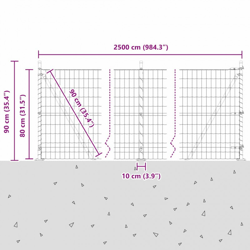 Ogrodzenie z słupkiem Zielony 0,8 x 25 m Stal i PVC