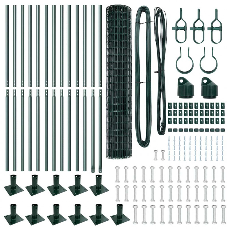 Ogrodzenie z słupkiem Zielony 1,2 x 25 m Stal i PVC