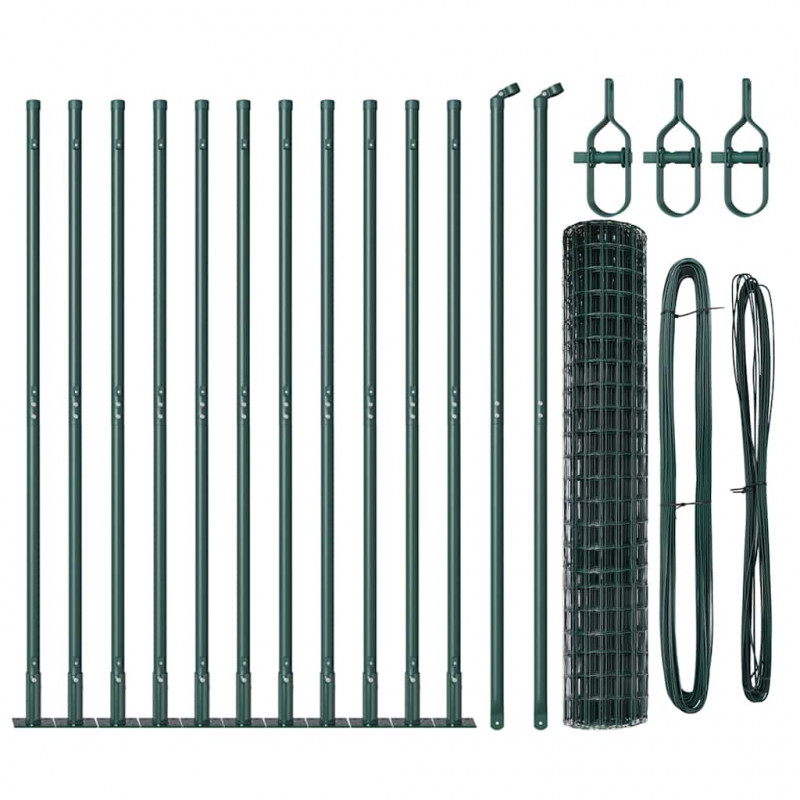 Ogrodzenie z słupkiem Zielony 1,2 x 25 m Stal i PVC