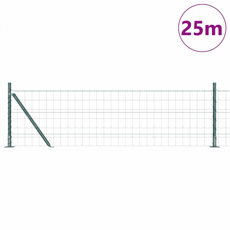 Ogrodzenie z słupkiem Zielony 0,4 x 25 m Stal i PVC