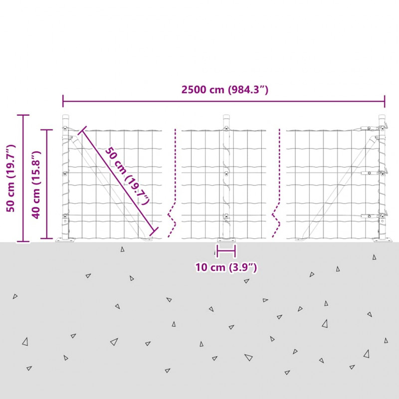 Ogrodzenie z słupkiem Zielony 0,4 x 25 m Stal i PVC