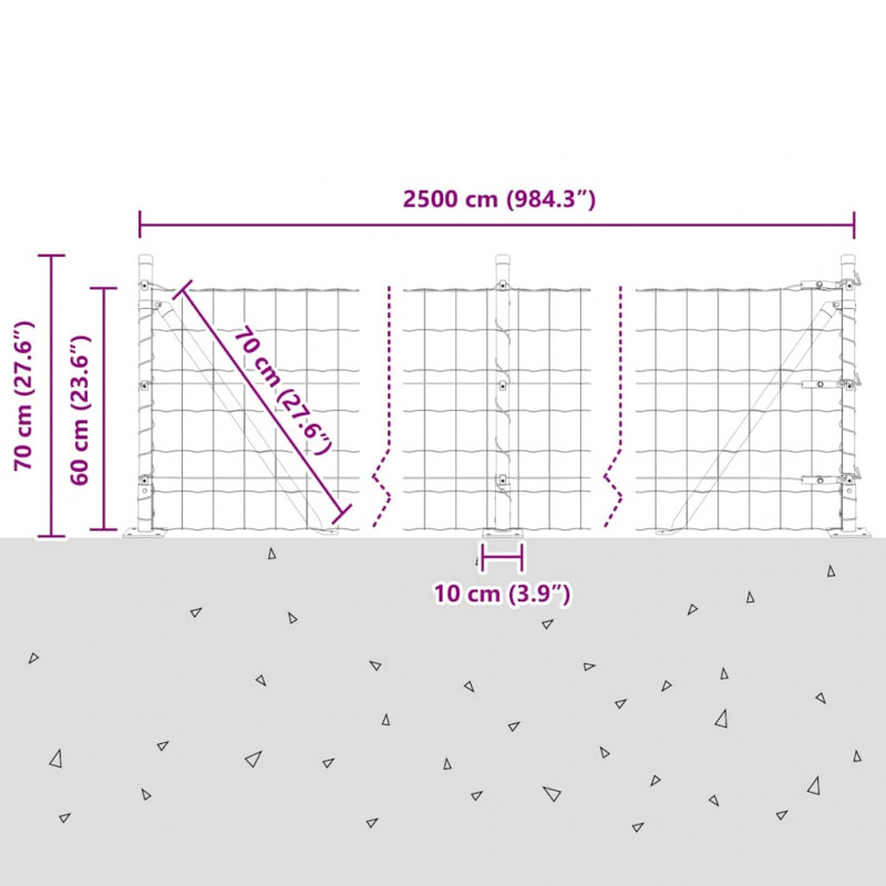 Ogrodzenie z słupkiem Zielony 0,6 x 25 m Stal i PVC