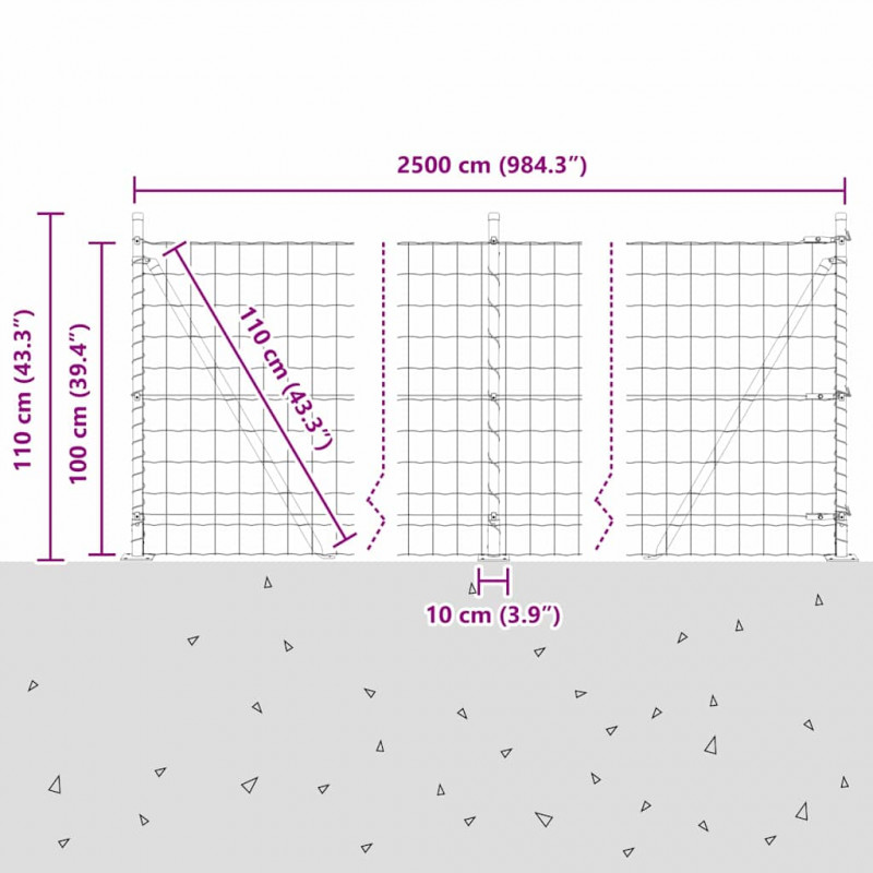 Ogrodzenie z słupkiem Zielony 1 x 25 m Stal i PVC