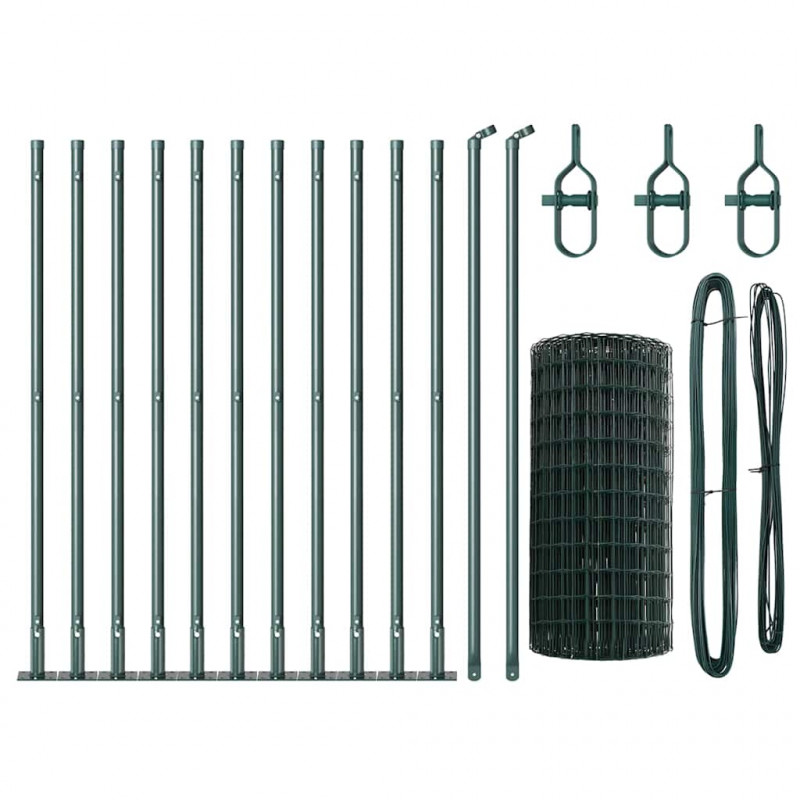 Ogrodzenie z słupkiem Zielony 0,4 x 25 m Stal i PVC