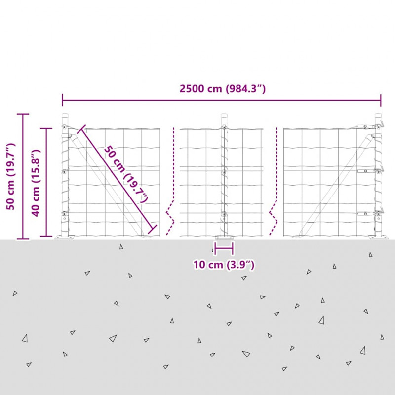 Ogrodzenie z słupkiem Zielony 0,4 x 25 m Stal i PVC
