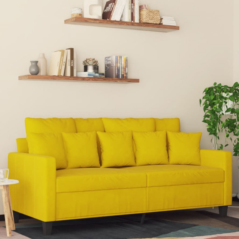 Sofa 2-osobowa, żółta, 140 cm, tapicerowana aksamitem