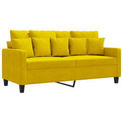 Sofa 2-osobowa, żółta, 140 cm, tapicerowana aksamitem