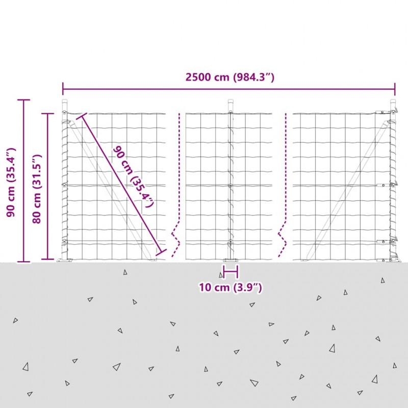 Ogrodzenie z słupkiem Zielony 0,8 x 25 m Stal