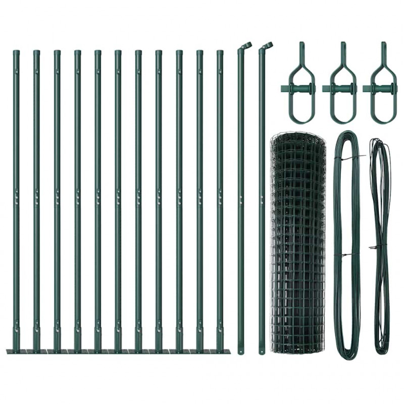 Ogrodzenie z słupkiem Zielony 1 x 25 m Stal