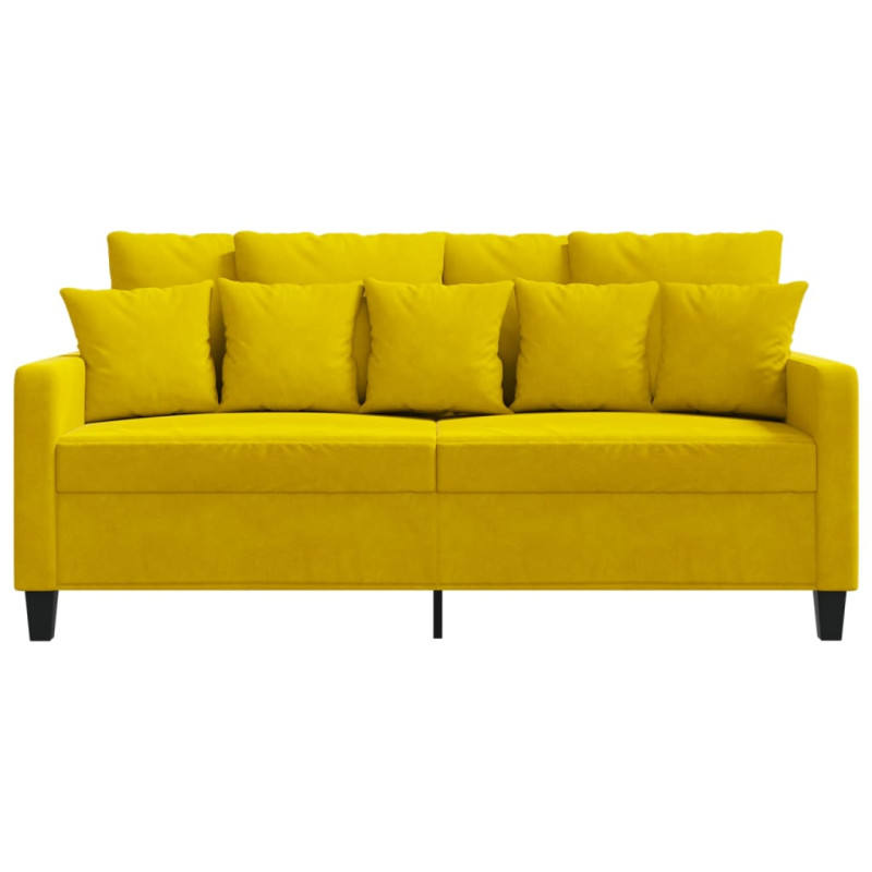 Sofa 2-osobowa, żółta, 140 cm, tapicerowana aksamitem