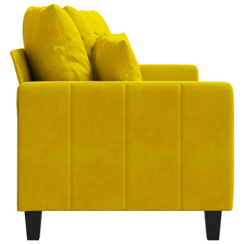 Sofa 2-osobowa, żółta, 140 cm, tapicerowana aksamitem