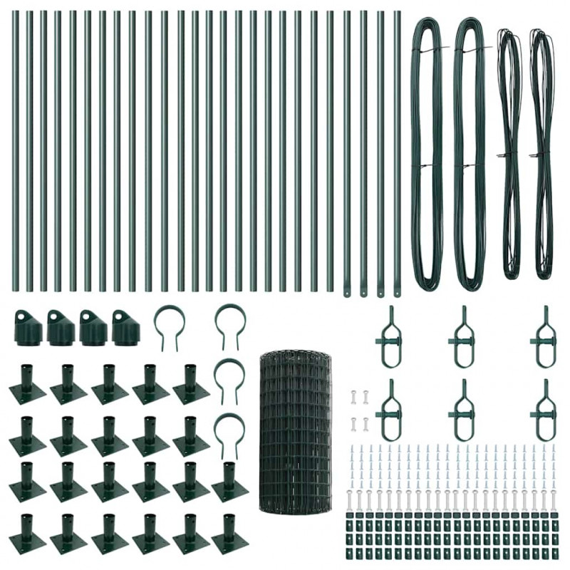 Ogrodzenie z słupkiem Zielony 0,6 x 50 m Stal i PVC