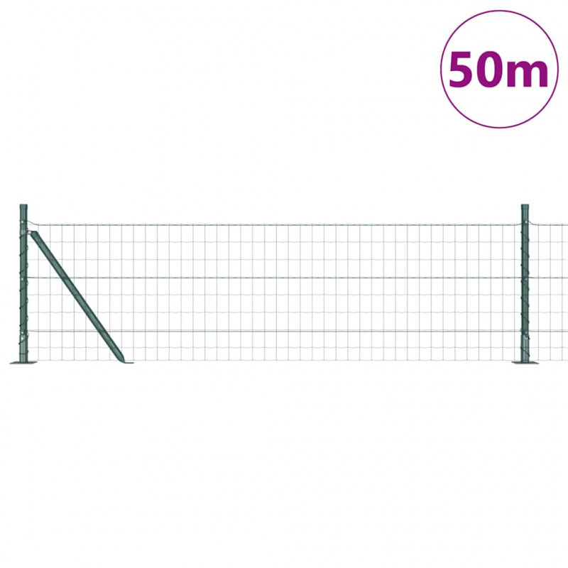 Ogrodzenie z słupkiem Zielony 0,6 x 50 m Stal i PVC