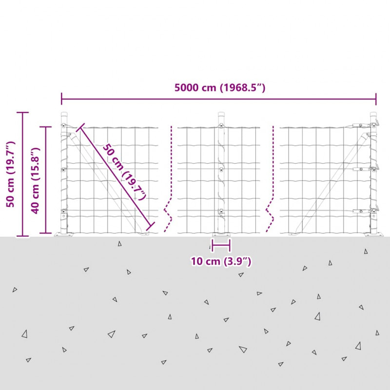 Ogrodzenie z słupkiem Zielony 0,4 x 50 m Stal i PVC