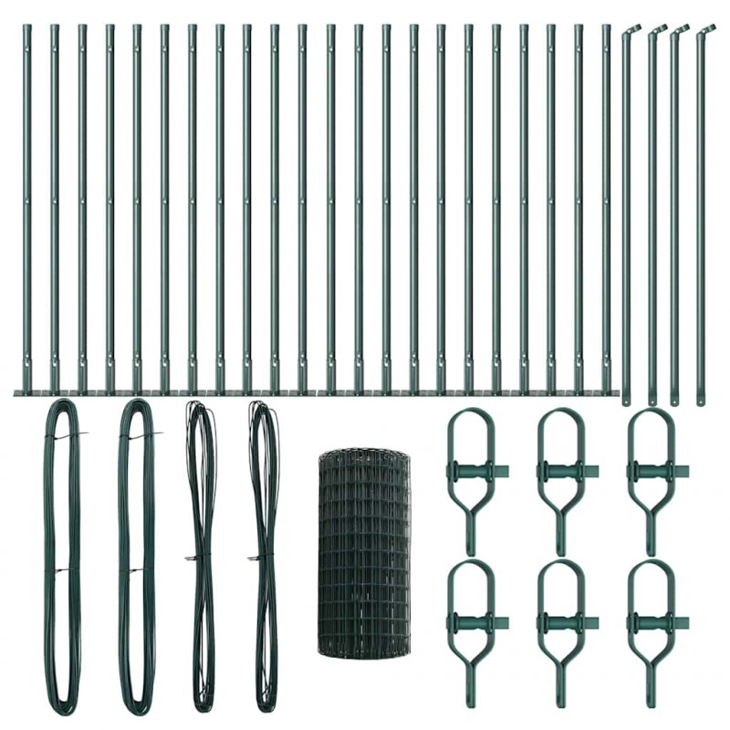 Ogrodzenie z słupkiem Zielony 0,4 x 50 m Stal i PVC