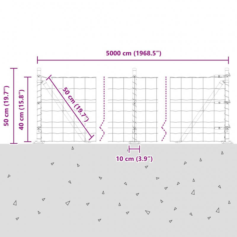 Ogrodzenie z słupkiem Zielony 0,4 x 50 m Stal i PVC