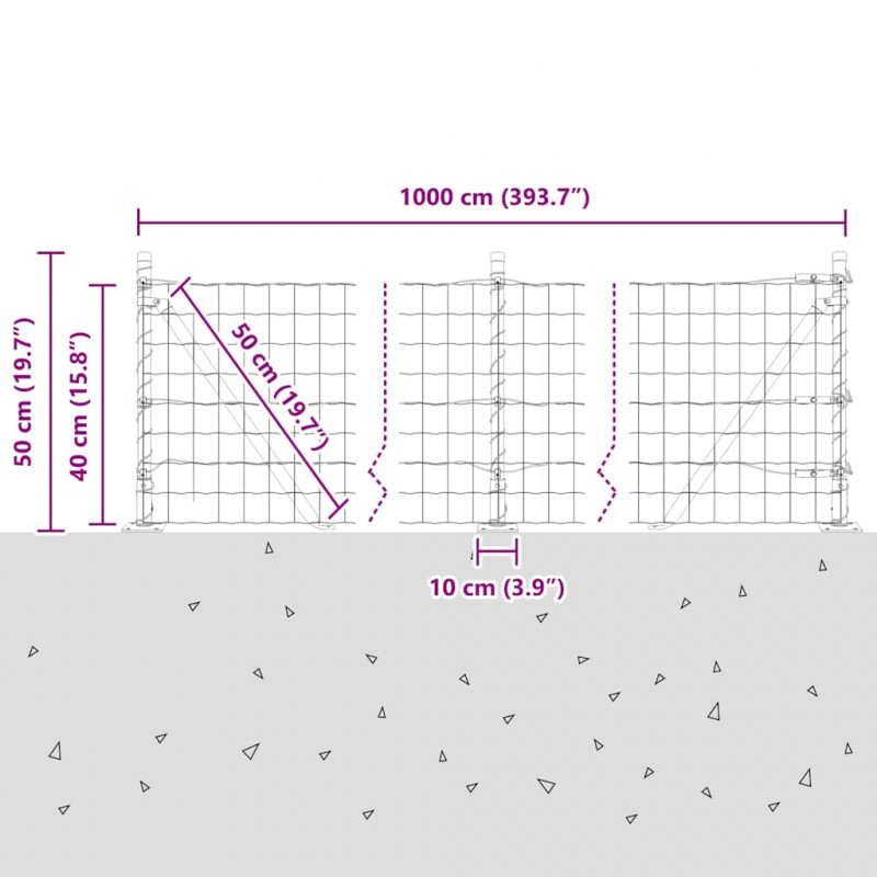 Ogrodzenie z słupkiem Zielony 0,4 x 10 m Stal i PVC
