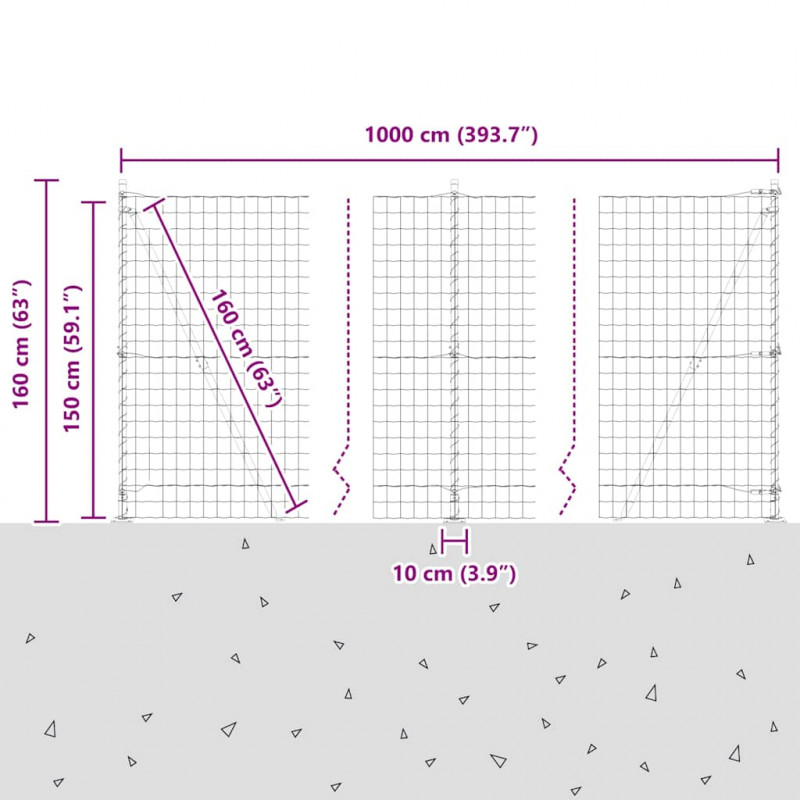 Ogrodzenie z słupkiem Zielony 1,5 x 10 m Stal