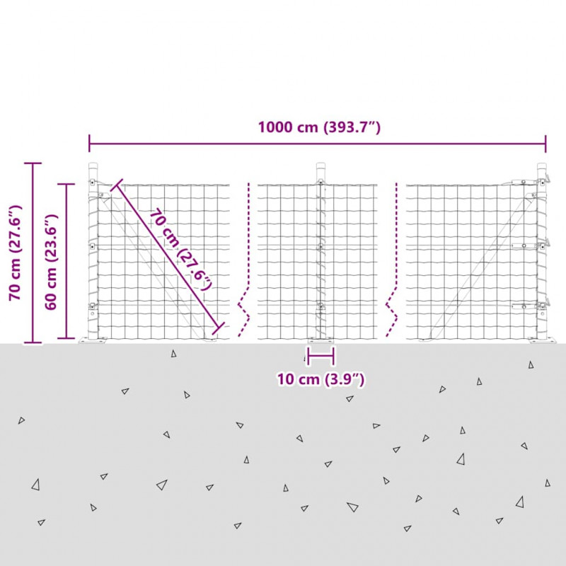 Ogrodzenie z słupkiem Szary 0,6 x 10 m Stal i PVC