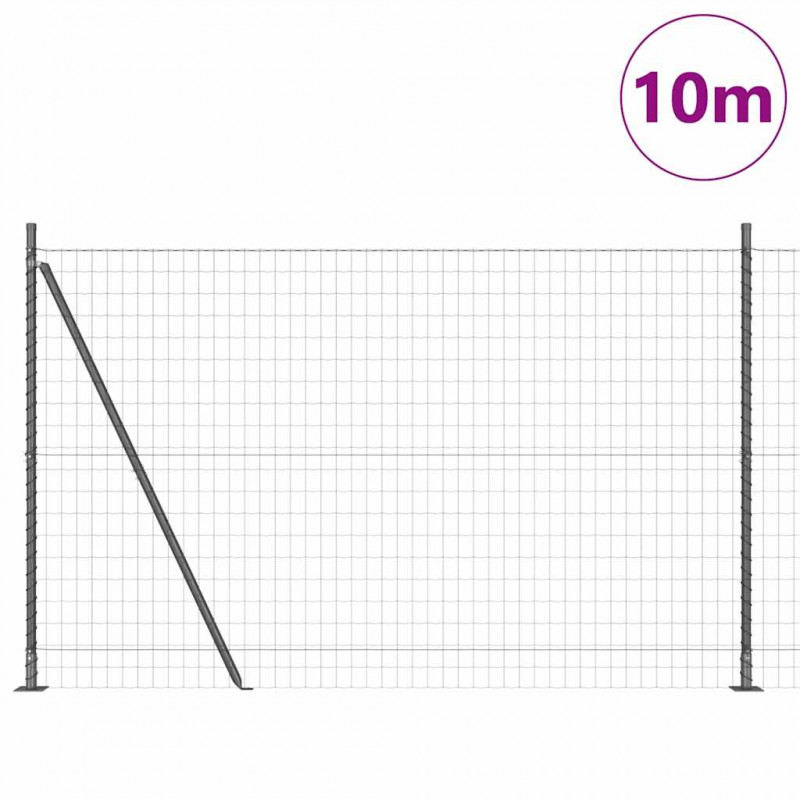 Ogrodzenie z słupkiem Szary 1,5 x 10 m Stal i PVC