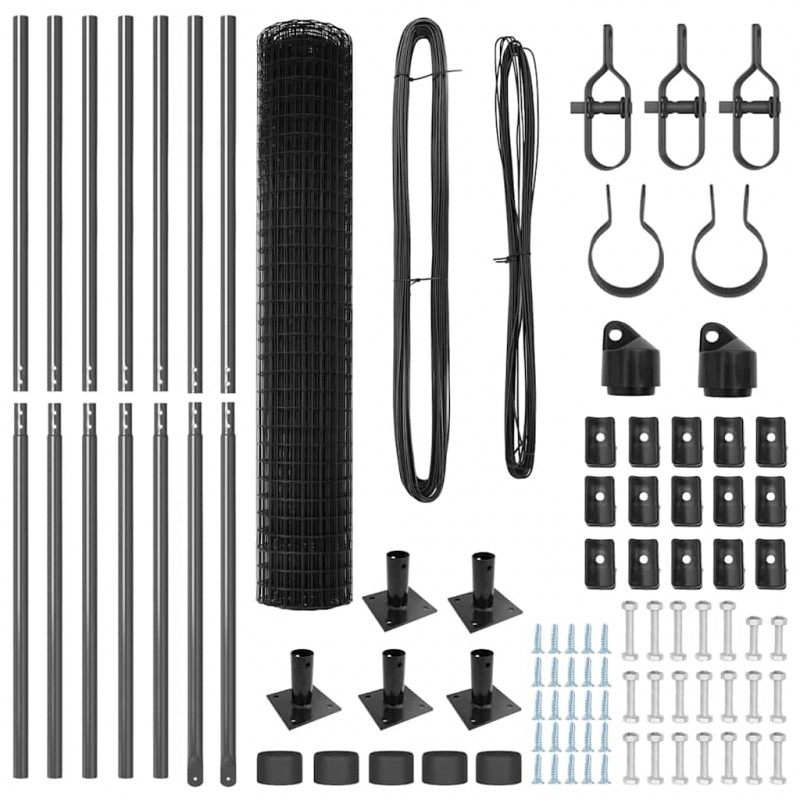 Ogrodzenie z słupkiem Szary 1,5 x 10 m Stal i PVC