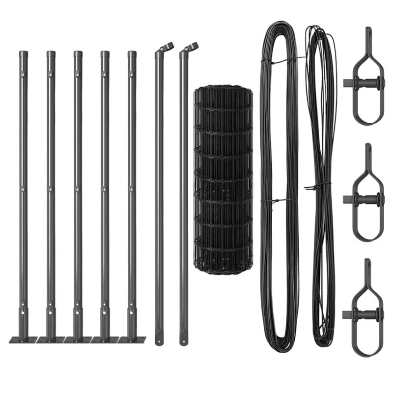 Ogrodzenie z słupkiem Szary 0,6 x 10 m Stal i PVC