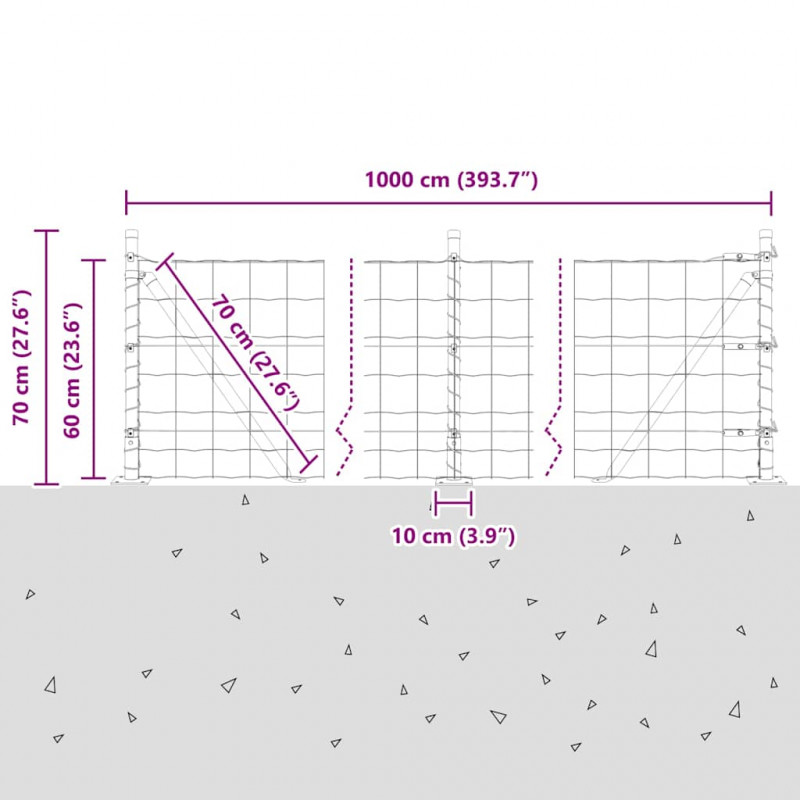 Ogrodzenie z słupkiem Szary 0,6 x 10 m Stal i PVC