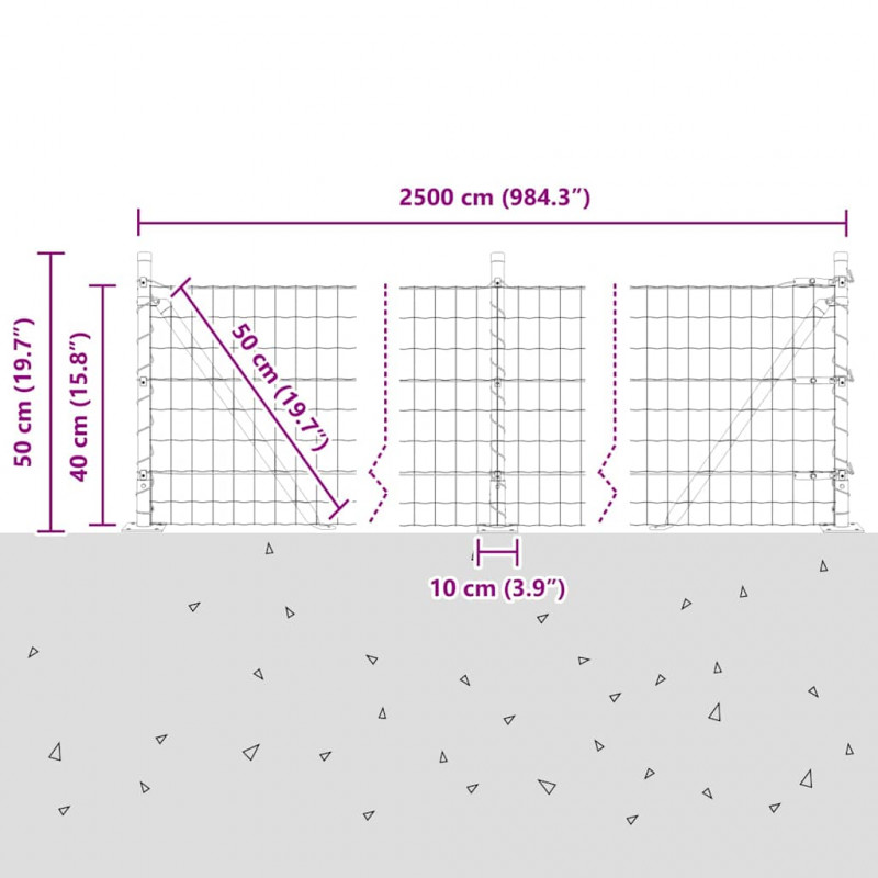 Ogrodzenie z słupkiem Szary 0,4 x 25 m Stal i PVC