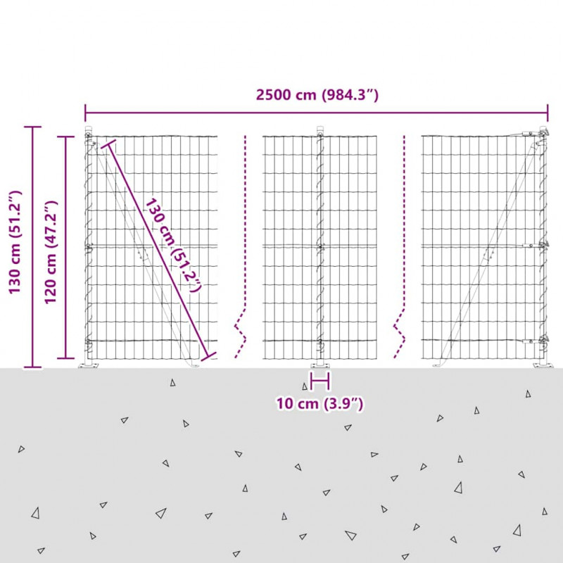Ogrodzenie z słupkiem Szary 1,2 x 25 m Stal i PVC