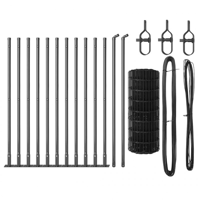 Ogrodzenie z słupkiem Szary 0,6 x 25 m Stal i PVC