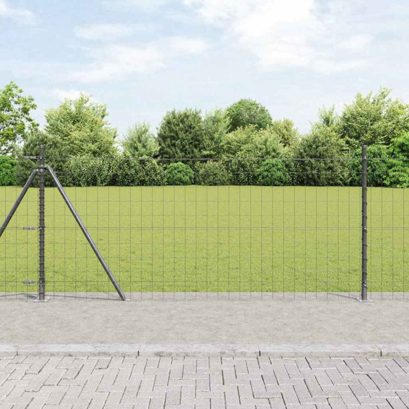 Ogrodzenie z słupkiem Szary 0,8 x 25 m Stal i PVC