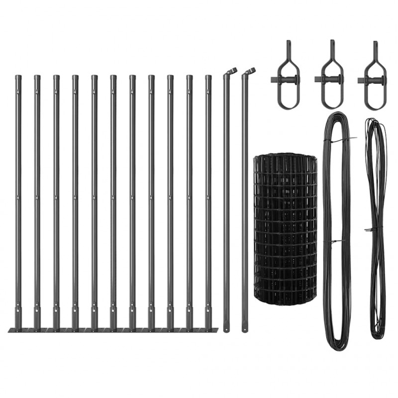Ogrodzenie z słupkiem Szary 0,6 x 25 m Stal i PVC