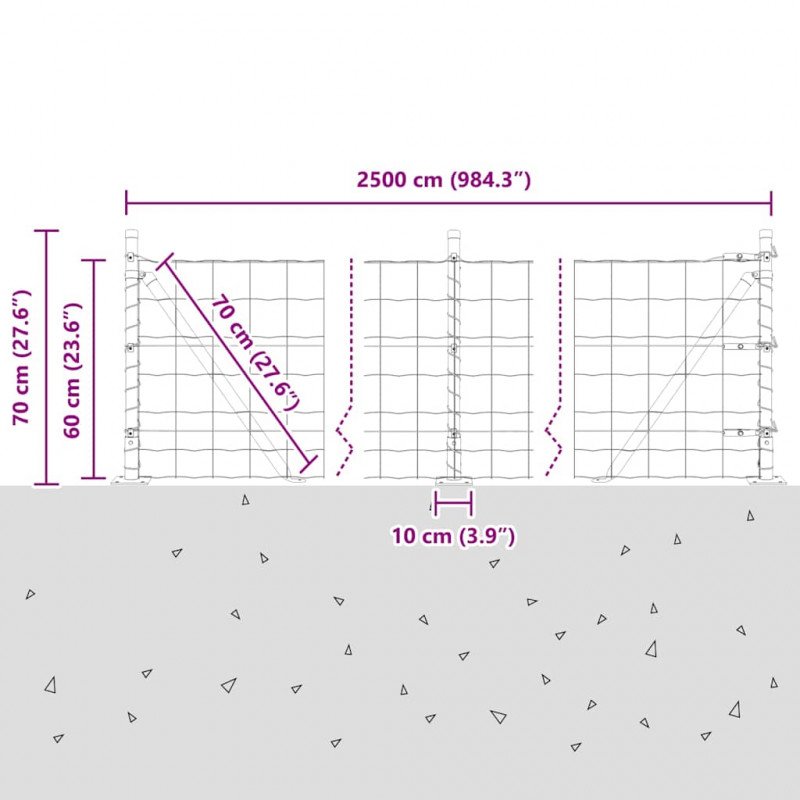 Ogrodzenie z słupkiem Szary 0,6 x 25 m Stal i PVC